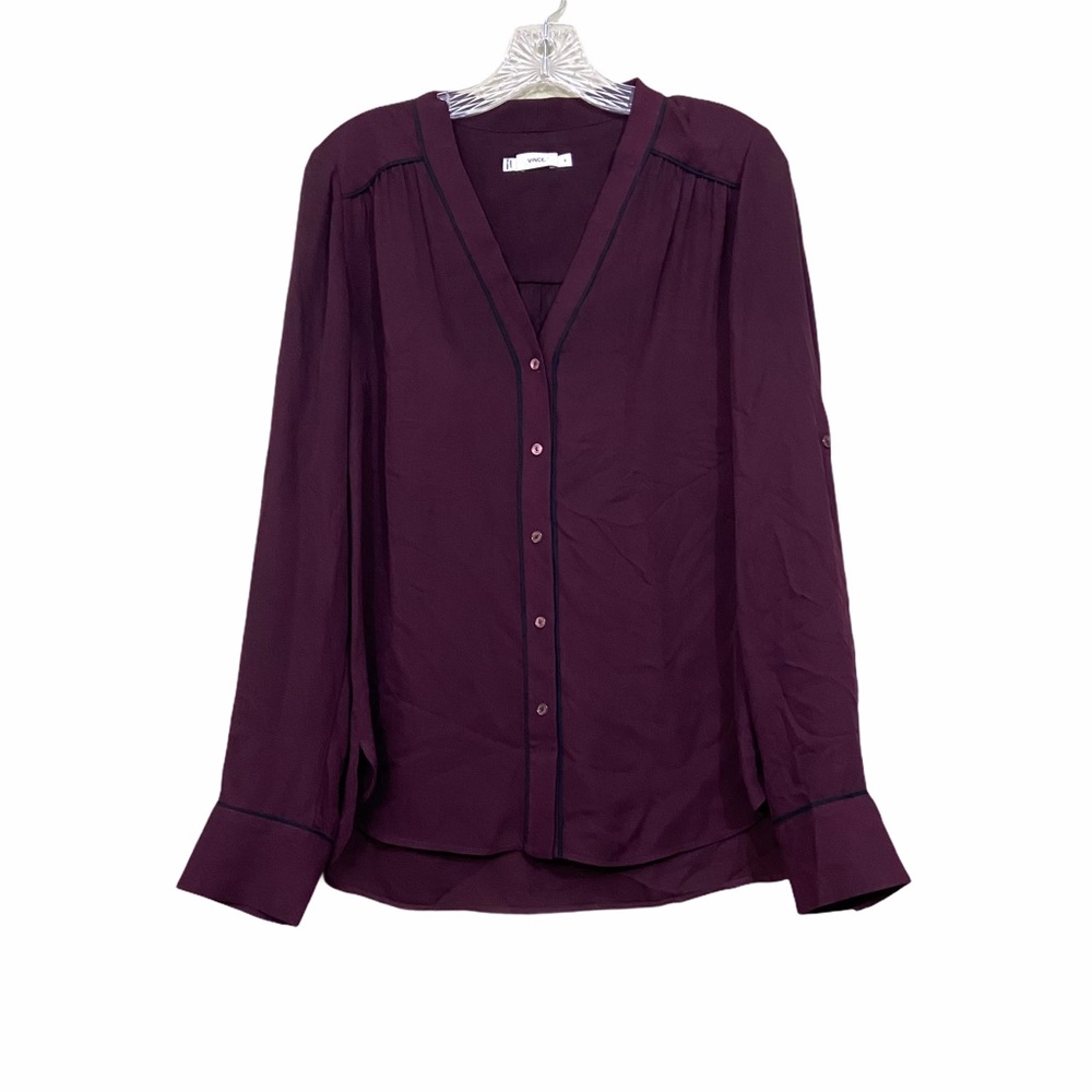 Vince size M 100% Silk Burgundy Plum Blouse